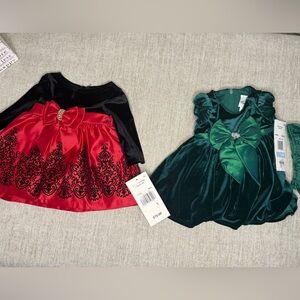 🎄 Baby Girl Christmas Dress Bundle 3–6 Months | Holiday Velvet Dresses NWT 🎄